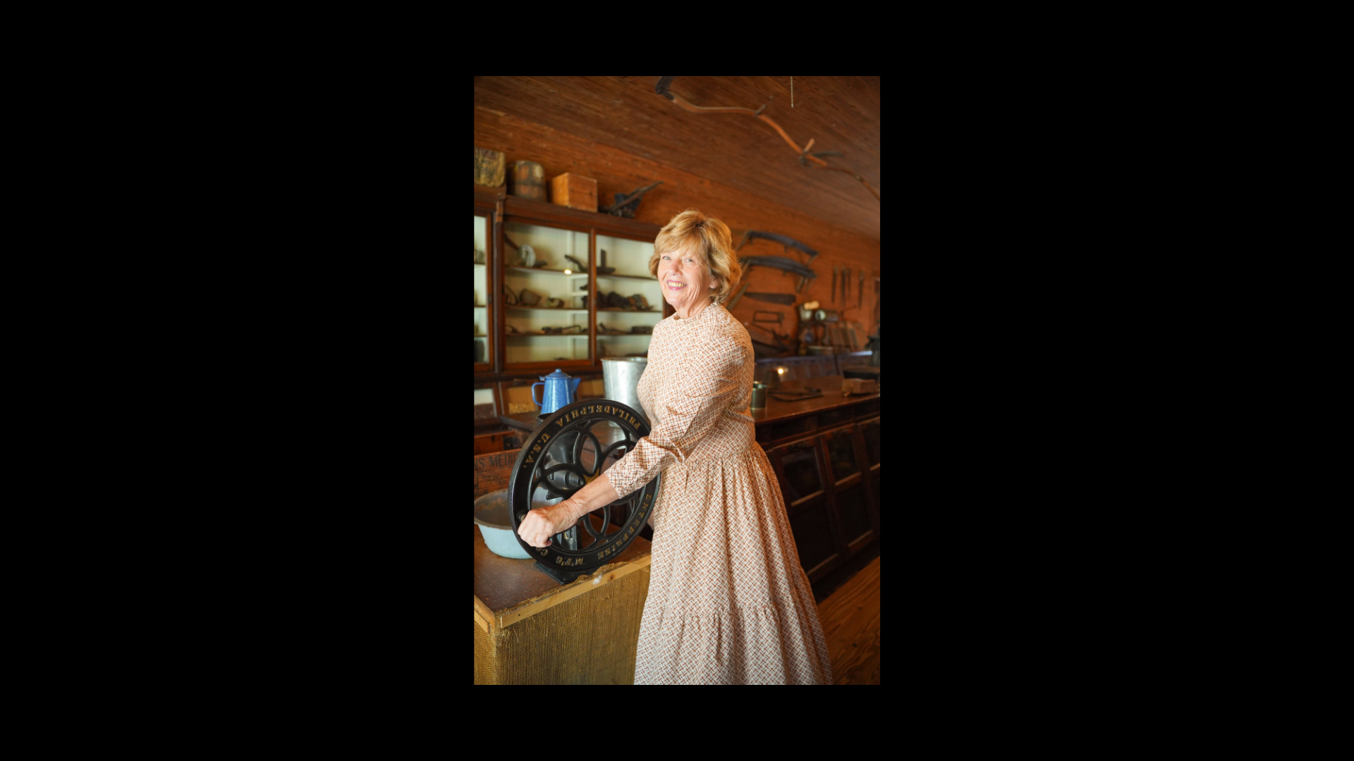 Photo of a woman in the historic building.