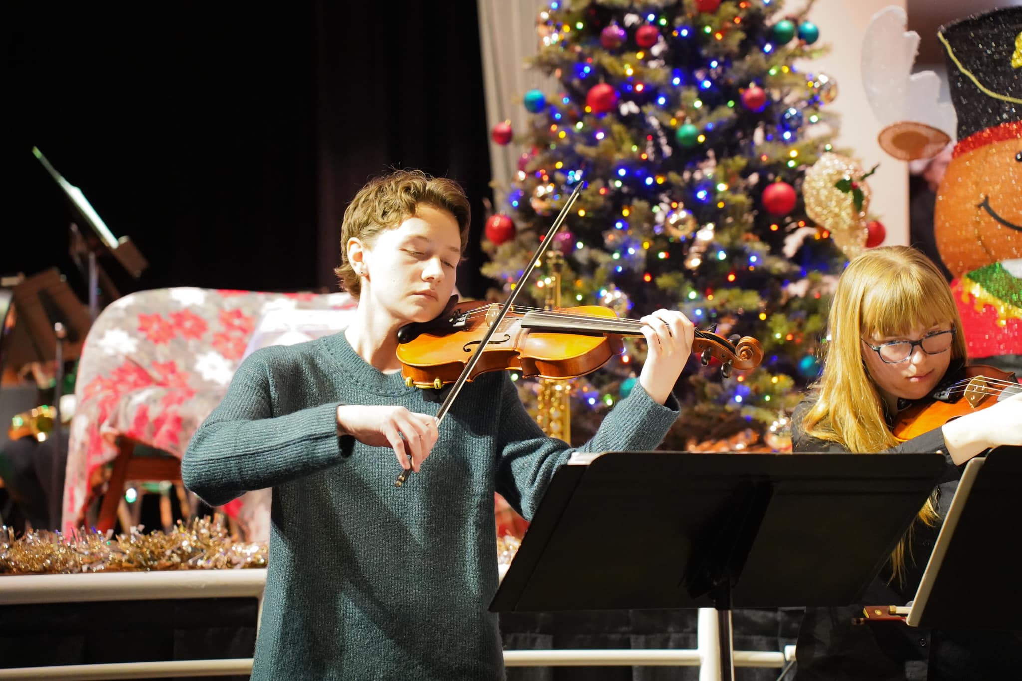 Student playing violin