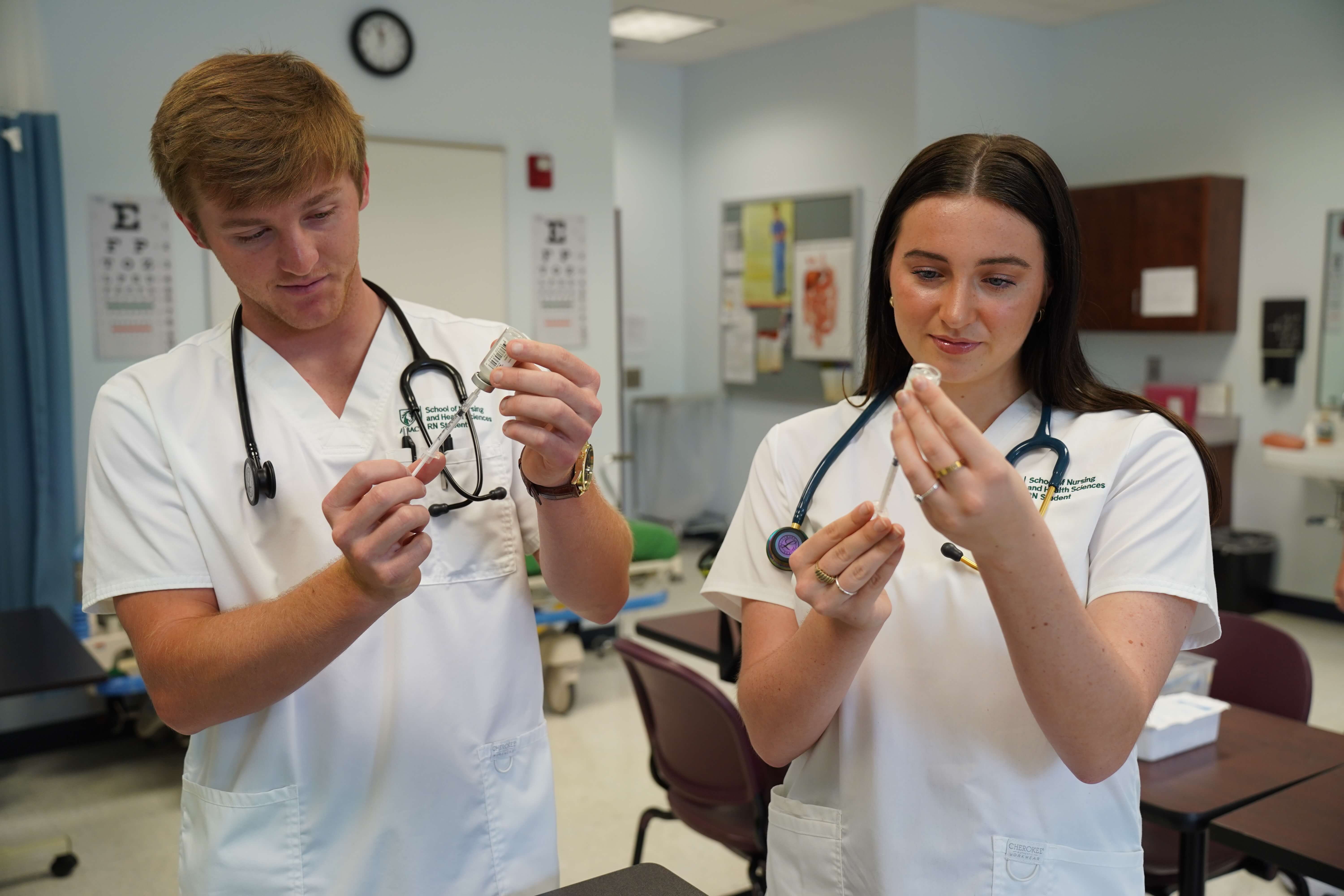 nursing students practicing shots